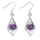 Wedding Party Jewelry Silver Plated Crystal Rhinestone Pendant Dangle Earrings for Women