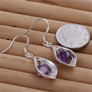 Wedding Party Jewelry Silver Plated Crystal Rhinestone Pendant Dangle Earrings for Women