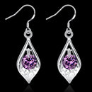 Wedding Party Jewelry Silver Plated Crystal Rhinestone Pendant Dangle Earrings for Women