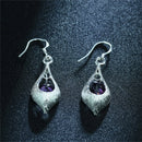 Wedding Party Jewelry Silver Plated Crystal Rhinestone Pendant Dangle Earrings for Women