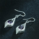 Wedding Party Jewelry Silver Plated Crystal Rhinestone Pendant Dangle Earrings for Women