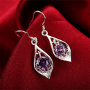 Wedding Party Jewelry Silver Plated Crystal Rhinestone Pendant Dangle Earrings for Women