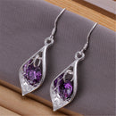 Wedding Party Jewelry Silver Plated Crystal Rhinestone Pendant Dangle Earrings for Women