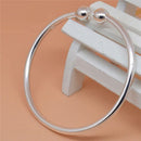 Lady Double Ball End Open Bangle Bracelet Free Size Adjustable Cuff Bracelet