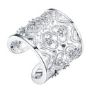 Women Silver Plated Open Ring Cute Rhinestone Adjustable Finger Ring Jewelry
