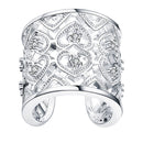 Women Silver Plated Open Ring Cute Rhinestone Adjustable Finger Ring Jewelry