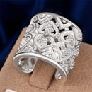 Women Silver Plated Open Ring Cute Rhinestone Adjustable Finger Ring Jewelry