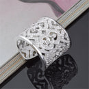 Women Silver Plated Open Ring Cute Rhinestone Adjustable Finger Ring Jewelry