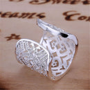 Women Silver Plated Open Ring Cute Rhinestone Adjustable Finger Ring Jewelry