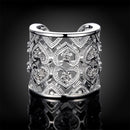Women Silver Plated Open Ring Cute Rhinestone Adjustable Finger Ring Jewelry