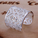 Women Silver Plated Open Ring Cute Rhinestone Adjustable Finger Ring Jewelry