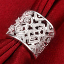 Women Silver Plated Open Ring Cute Rhinestone Adjustable Finger Ring Jewelry