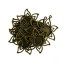 10 Piece Filigree Flower Pendant Cabochon Bezel Setting DIY Charm Connector