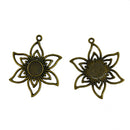10 Piece Filigree Flower Pendant Cabochon Bezel Setting DIY Charm Connector