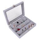 36 Holes Velvet Glass Top Jewelry Earring Storage Case Display Organizer Box