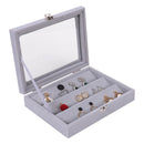 36 Holes Velvet Glass Top Jewelry Earring Storage Case Display Organizer Box