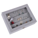 36 Holes Velvet Glass Top Jewelry Earring Storage Case Display Organizer Box