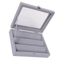 36 Holes Velvet Glass Top Jewelry Earring Storage Case Display Organizer Box