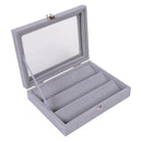 36 Holes Velvet Glass Top Jewelry Earring Storage Case Display Organizer Box