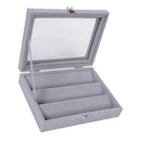 36 Holes Velvet Glass Top Jewelry Earring Storage Case Display Organizer Box