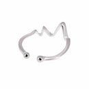 Sterling Heart Beat Figure Silver Plated Adjustable Good Luck Fine Open Ring