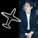 Crystal Rhinestone Hollow Airplane Brooch Pins Suit Clothes Clips Lapel Pin