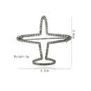 Crystal Rhinestone Hollow Airplane Brooch Pins Suit Clothes Clips Lapel Pin