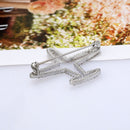 Crystal Rhinestone Hollow Airplane Brooch Pins Suit Clothes Clips Lapel Pin