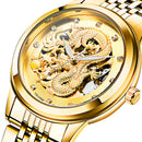Men's Gold Stainless Steel Automatic Mechanical Wristwatch Men Luminous Watch