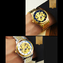 Men's Gold Stainless Steel Automatic Mechanical Wristwatch Men Luminous Watch