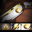 Men's Gold Stainless Steel Automatic Mechanical Wristwatch Men Luminous Watch