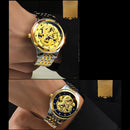 Men's Gold Stainless Steel Automatic Mechanical Wristwatch Men Luminous Watch