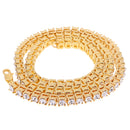 MenÂ’s Hip Hop Luxury Fully Iced Out Gold Square Stone Tennis Chain Necklace 1 Row 25 inches Long