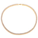 MenÂ’s Hip Hop Luxury Fully Iced Out Gold Square Stone Tennis Chain Necklace 1 Row 25 inches Long