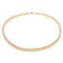 MenÂ’s Hip Hop Luxury Fully Iced Out Gold Square Stone Tennis Chain Necklace 1 Row 25 inches Long