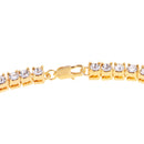 MenÂ’s Hip Hop Luxury Fully Iced Out Gold Square Stone Tennis Chain Necklace 1 Row 25 inches Long