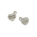 50 Pieces Beloved mother Inspiration Heart DIY Charm Pendants Tibetan Silver