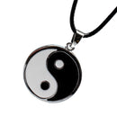PU Leather Rope Chain Stainless Steel Yin Yang Tai Chi Pendant Necklace