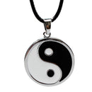 PU Leather Rope Chain Stainless Steel Yin Yang Tai Chi Pendant Necklace