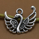 Lots of 50 Tibetan Silver Swan Pendant For Necklace Bracelet Jewelry Findings DIY Making