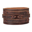 Vintage PU Leather Wrap Bracelets Wide Belt Wristband Biker Punk Rock Coffee