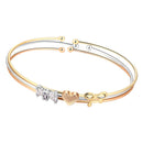 Hot Three Golden Silver Rose Gold Circles Heart-shaped Two Bow knots Glass Diamond Open Charm Adjustable Female Bracelets
