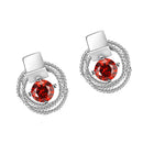 Dangle Drop Stud Earrings for Ladies Red 8x8mm Square Cubic Zircon in White Gold Plating Elegant New Hot Fashion Accessories