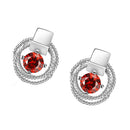 Dangle Drop Stud Earrings for Ladies Red 8x8mm Square Cubic Zircon in White Gold Plating Elegant New Hot Fashion Accessories