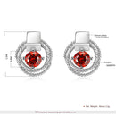 Dangle Drop Stud Earrings for Ladies Red 8x8mm Square Cubic Zircon in White Gold Plating Elegant New Hot Fashion Accessories