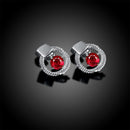Dangle Drop Stud Earrings for Ladies Red 8x8mm Square Cubic Zircon in White Gold Plating Elegant New Hot Fashion Accessories