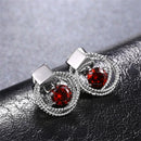 Dangle Drop Stud Earrings for Ladies Red 8x8mm Square Cubic Zircon in White Gold Plating Elegant New Hot Fashion Accessories
