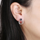 Dangle Drop Stud Earrings for Ladies Red 8x8mm Square Cubic Zircon in White Gold Plating Elegant New Hot Fashion Accessories
