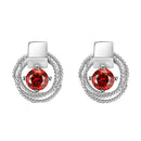 Dangle Drop Stud Earrings for Ladies Red 8x8mm Square Cubic Zircon in White Gold Plating Elegant New Hot Fashion Accessories