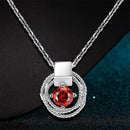 Gorgeous Fashion New Popular Western Women Charm 0.51inch Cubic Red Zircon Inside Ring shape Chain necklace Ornament